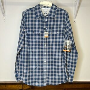 NWT Ridgecut Tough Wear Blue‎ Plaid Button Down Top- M